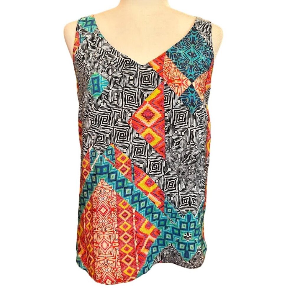 Amanda Uprichard Silk‎ Tank Top Small Blouse Geometric Print